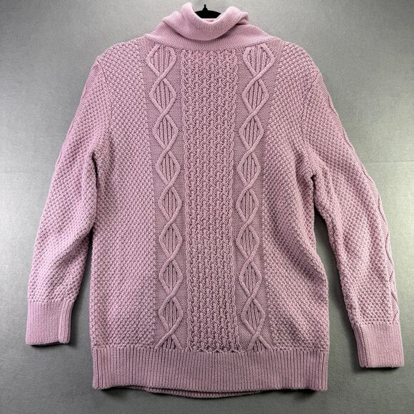 L.L. Bean Signature Purple Cotton Funnelneck Sweater Women’s Size L - Picture 2 of 10